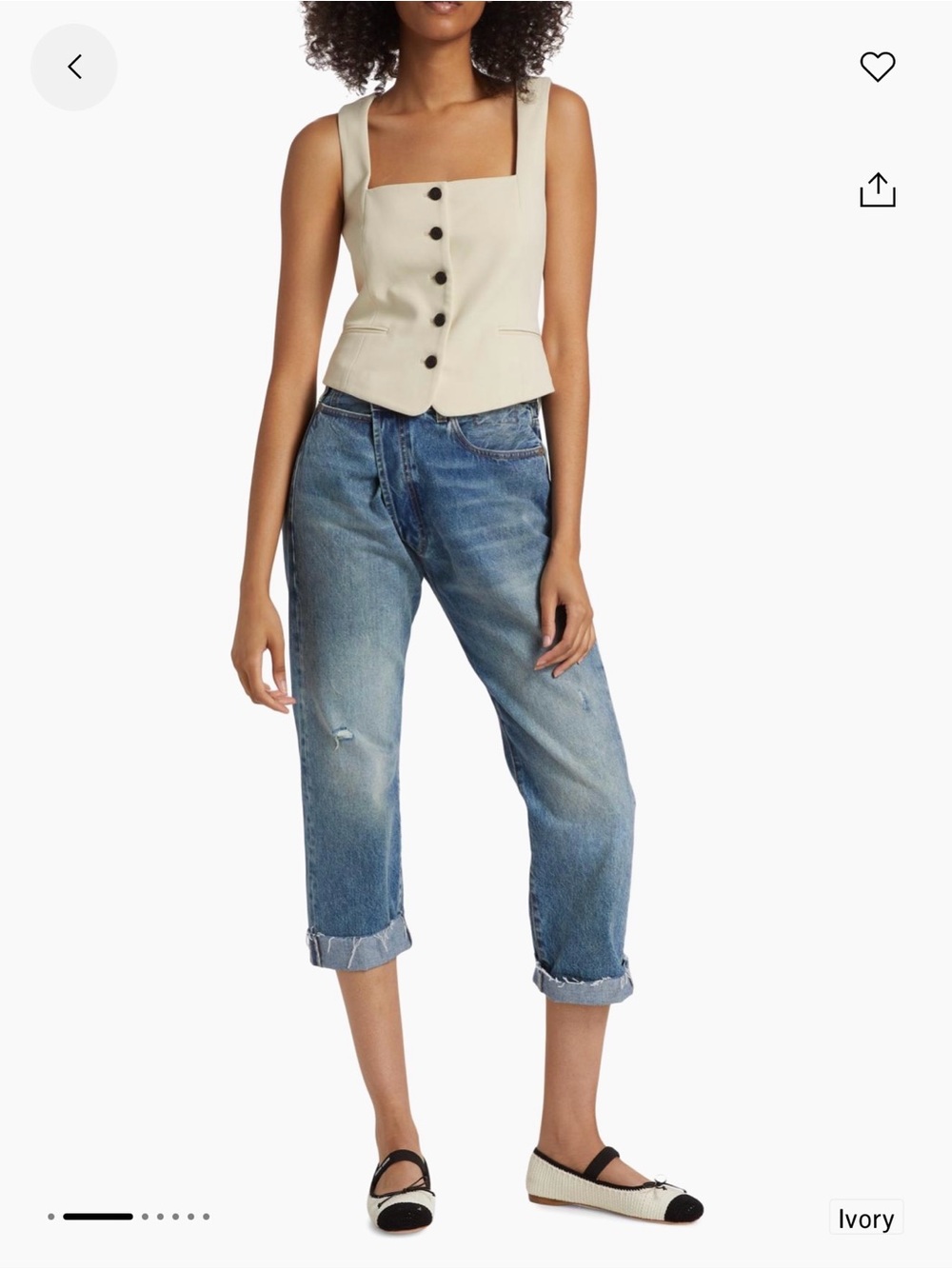 rag & bone Cream Square-Neck Button Front Camisole Size 6